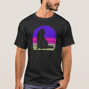 T-shirt Chat Rétro Chat Vintage Silhouette Chat Animal 80