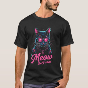 T-shirt Chat Rétro Cyber Punk Glow Meow Le Futur Cool Fut