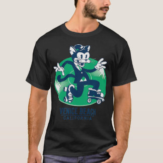 T-shirt Chat rétro en costume RollerPatinage sur une Veni 