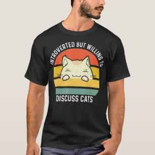 T-shirt chat rétro introverti mais prêt à discuter chats