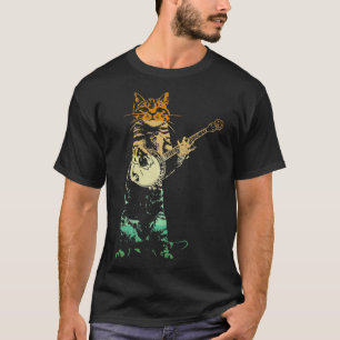 T-shirt Chat Retro Jouer Banjo Cute Kitten Banjo Joueur C