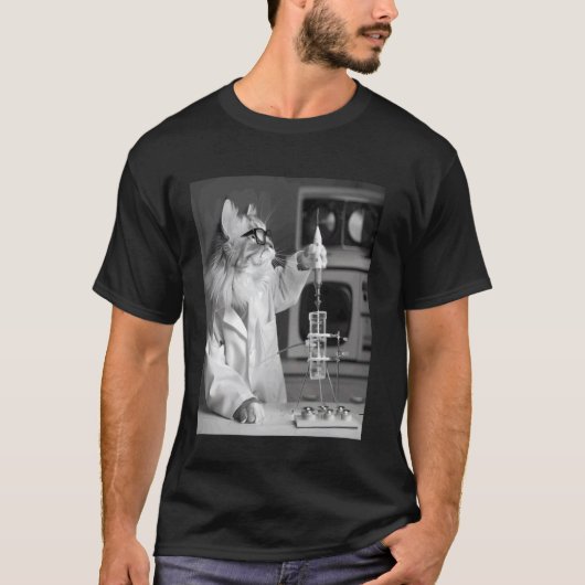 T-shirt Chat Rétro Science - STEM - Laboratoire de Chat Cu (Devant)