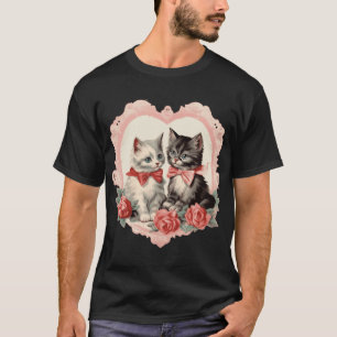 T-shirt Chat Rétro Vintage Mignon Motif Art Floral Broche