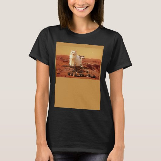 T-shirt Chat Riding Mars Rover sur paysage étranger (Devant)