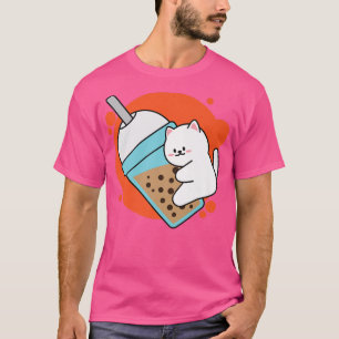 T-shirt Chat Rire Neko Kawaii Boba Thé En Style Anime P