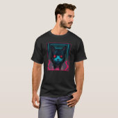 T-shirt Chat Robot Techno Cyborg Cyberpunk (Devant entier)