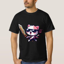 Chat Rocker avec lunettes noires et épée en style