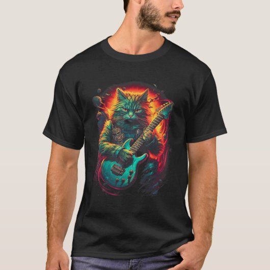 T-shirt Chat Rocker Lourd Féroce (Devant)