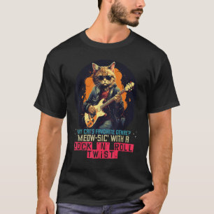 T-shirt Chat Rock'n heureux avec guitare électrique pour R