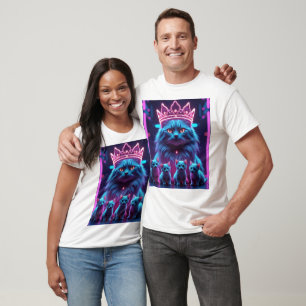 T-shirt Chat Roi Néon & Chatons Mignons   Pop Art Néon Vib