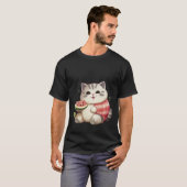 T-shirt Chat Rond Heureux avec Art d'Été de Pastèque ✨🐾🍉 (Devant entier)