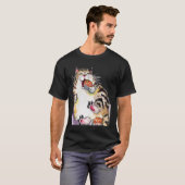 T-shirt Chat Rond Mangeant du Sushi (Devant entier)