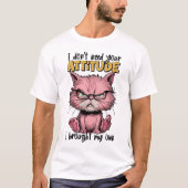T-shirt Chat Rose Avec Attitude (Devant)