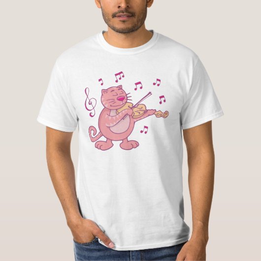 T-shirt Chat rose avec Violon (Devant)