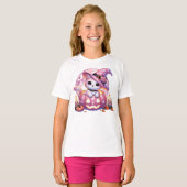 T-shirt Chat rose et citrouille (Devant entier)