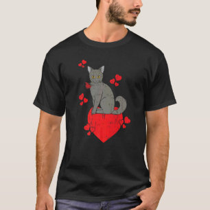 T-shirt Chat Rose Saint-Valentin Cœurs Jour Joyeux Valenti