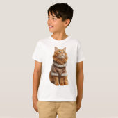 T-shirt Chat roux à longs poils en pull d'automne conforta (Devant entier)