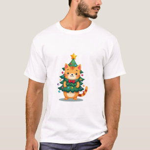 T-shirt Chat roux arbre de Noël Noël mignon 2