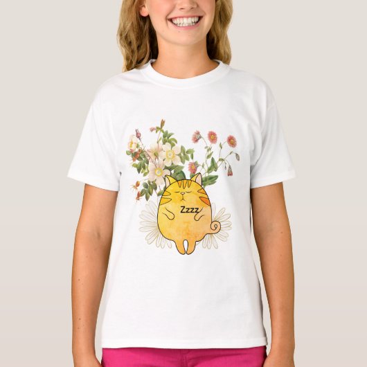 T-shirt Chat roux endormi (Devant)