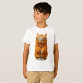 T-shirt Chat roux tabby confortable dans un pull tricoté p (Devant entier)