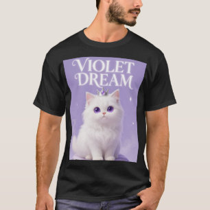 T-shirt Chat royal aux yeux violets rêve blanc Graphique e