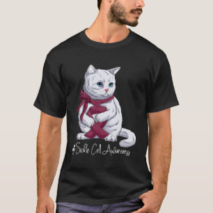T-shirt Chat Ruban Bourgogne Mois de la sensibilisation à