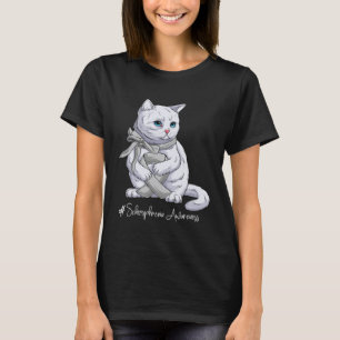 T-shirt Chat Ruban d'Argent Mois de la Sensibilisation à l