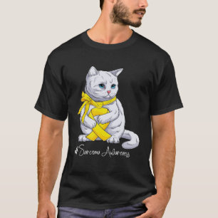 T-shirt Chat Ruban Jaune Mois de Sensibilisation au Sarcom