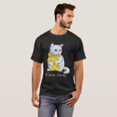 T-shirt Chat Ruban Jaune Mois de Sensibilisation au Sarcom (Devant entier)