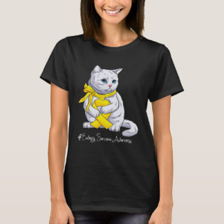 T-shirt Chat Ruban Jaune Mois de Sensibilisation au Sarcom