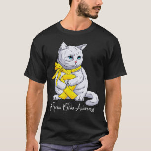 T-shirt Chat Ruban Jaune Mois de Sensibilisation au Spina