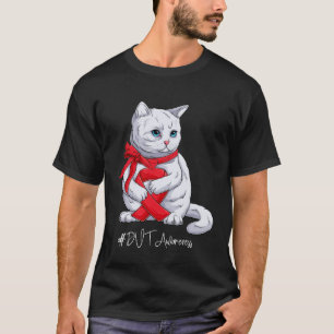 T-shirt Chat Ruban Rouge Mois de Sensibilisation à la TVT