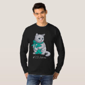 T-shirt Chat Ruban Sarcelle Mois de Sensibilisation au TOC (Devant entier)