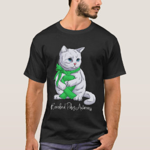 T-shirt Chat Ruban Vert Mois de Sensibilisation à la Paral