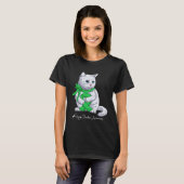 T-shirt Chat Ruban Vert Mois de Sensibilisation au Don d'O (Devant entier)