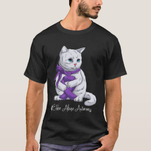 T-shirt Chat Ruban Violet Mois de la sensibilisation à la
