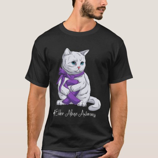T-shirt Chat Ruban Violet Mois de la sensibilisation à la (Devant)