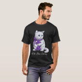 T-shirt Chat Ruban Violet Mois de la sensibilisation à la (Devant entier)