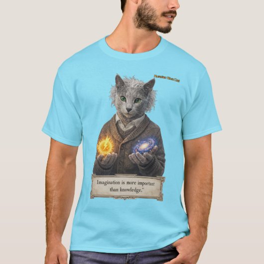 T-shirt Chat Russe Bleu Einstein - Imagination (Devant)
