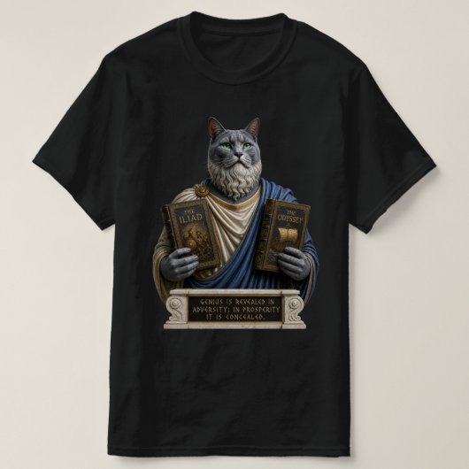 T-shirt Chat Russe Bleu Homère (Design devant)