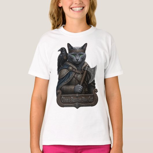 T-shirt Chat Russe Bleu Noble Odin (Devant)