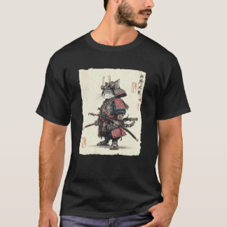 T-shirt Chat Samouraï Art Japonais Guerrier Vintage