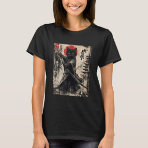 T-shirt Chat Samouraï Art Japonais Hommes Garçons Drôle Gr