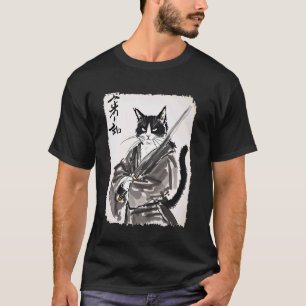 T-shirt Chat Samouraï Art Ukiyo-e Japonais Vintage Guerrie