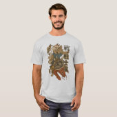 T-shirt "Chat samouraï avec masque kitsune et art du poiss (Devant entier)