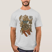 T-shirt "Chat samouraï avec masque kitsune et art du poiss (Devant)