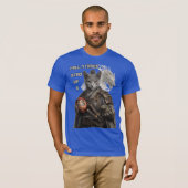 T-shirt Chat Samouraï Bleu Russe (Devant entier)