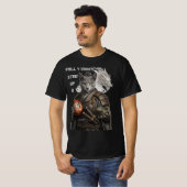 T-shirt Chat Samouraï Bleu Russe (Devant entier)