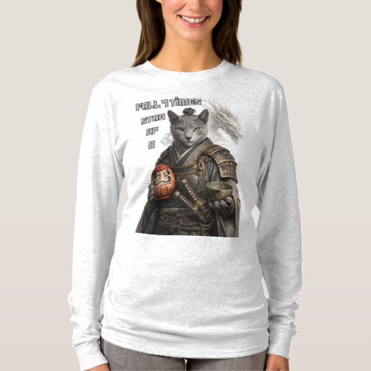 T-shirt Chat Samouraï Bleu Russe (Devant)