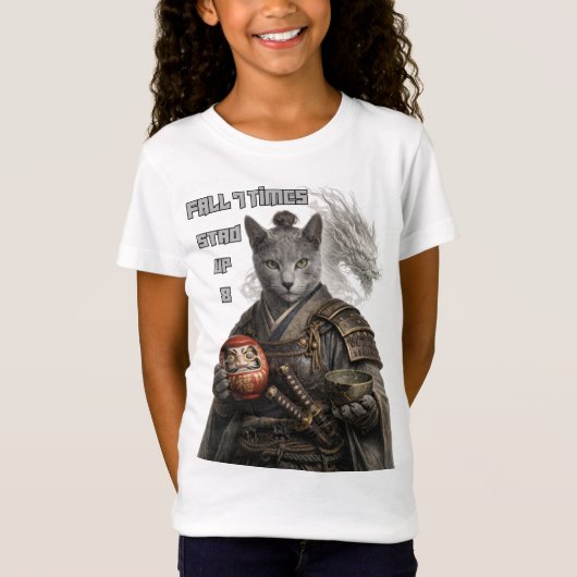 T-Shirt Chat Samouraï Bleu Russe (Devant)